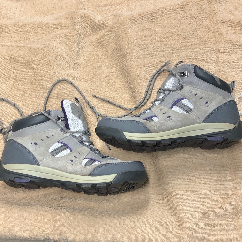 Lands' End Gray and Purple Lace Up Boots